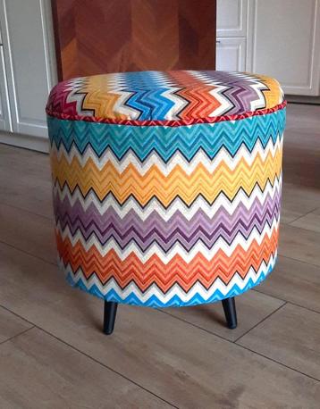Unieke Ronde Poef | Rainbow | One of a kind | Handgemaakt beschikbaar voor biedingen