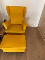 IKEA Strandmon Gele Fauteuil met Voetenbank, Huis en Inrichting, Fauteuils, Ophalen, Gebruikt, Stof, 75 tot 100 cm