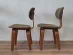 2x vintage Pastoe eetkamerstoel SB02 houten stoel stof, Huis en Inrichting, Stoelen, Ophalen, Gebruikt, Bruin, .