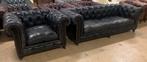 Prachtig Chesterfield Bankstel 3,5+1 Zits Zwart., Gebruikt, Chesterfield, Driepersoons, Ophalen of Verzenden