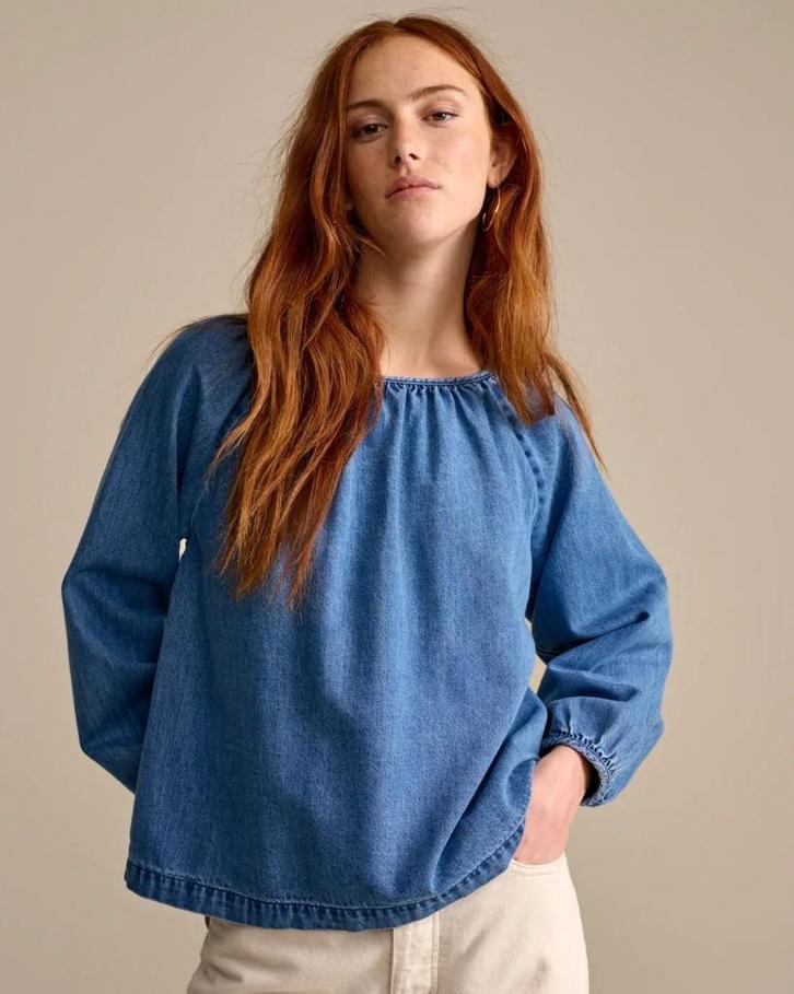 leuke denim blouse / top van Bellerose mt 3 / M, Kleding | Dames, Blouses en Tunieken, Gedragen, Maat 38/40 (M), Blauw, Ophalen