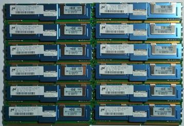 96GB 12x 8GB DDR2 667MHz PC2-5300F ECC Micron Server Modules beschikbaar voor biedingen