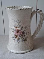 Vintage Kan met Bloemen Decor, gemerkt Handarbeit., Ophalen of Verzenden