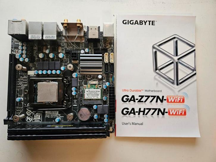 Gigabyte GA-Z77N-WIFI + 2x Intel i7-2600K en 2x CPU koeler, Computers en Software, Moederborden, Gebruikt, Intel, DDR3, Ophalen