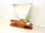 retro vintage spiegel wandkast hout jaren 50 ladekast, Minder dan 50 cm, Gebruikt, ., Ophalen of Verzenden