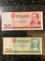 DDR Bankbiljetten Set - 20 & 50 Mark, Postzegels en Munten, Bankbiljetten | Europa | Niet-Eurobiljetten, Ophalen of Verzenden