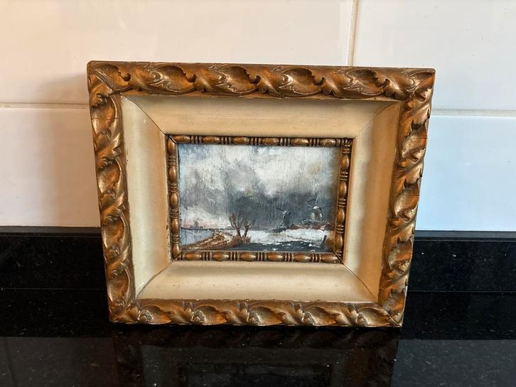 Schilderij Haagse School stijl, winterlandschap, Antiek en Kunst, Kunst | Schilderijen | Klassiek, Ophalen of Verzenden