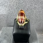 Gouden Ring | 14k | 4,36g | ovale carneool sierrand | 374525, Gebruikt, Ophalen of Verzenden, 17 tot 18, Dame