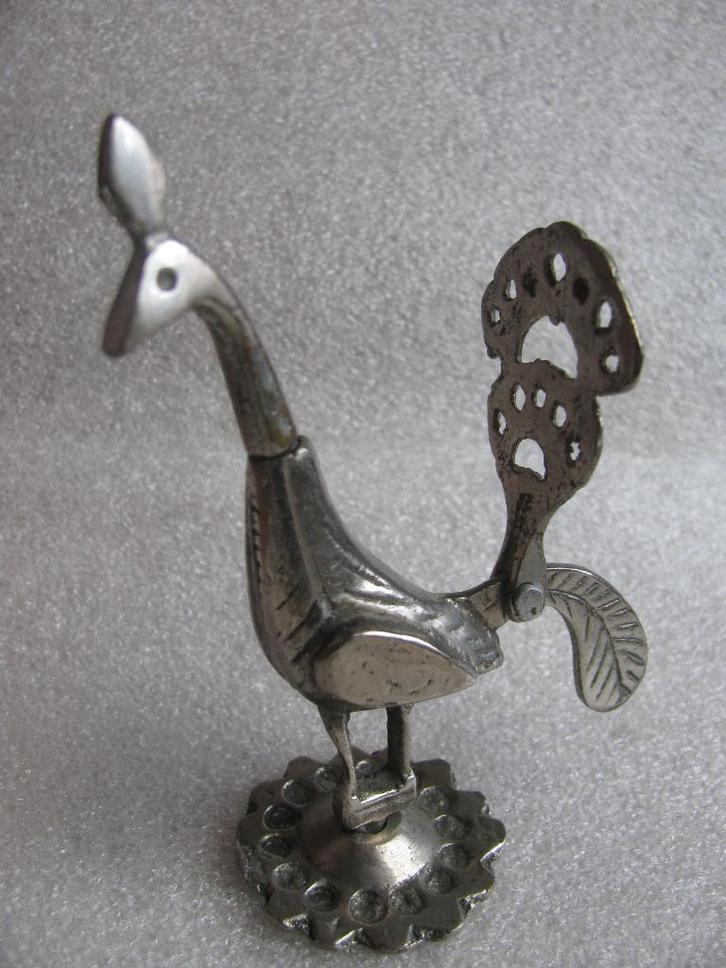 Metalen Vogel / Pauw - Beweegbare Vleugel & Afneembaar Hoofd, Antiek en Kunst, Curiosa en Brocante, Verzenden