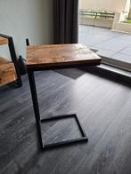 Laptoptafel / bijzettafel mangohout, zwart staal, Computers en Software, Laptoptafels, Ophalen, Zo goed als nieuw