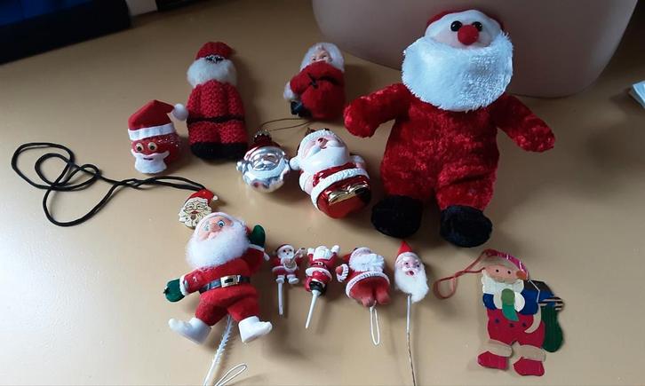 14x kerstman, vintage, hanger, stekers, ketting, pluche, bal, Diversen, Kerst, Nieuw, Ophalen