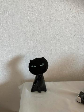Tulip Kat Beeldje - Zwart Glazuur beschikbaar voor biedingen