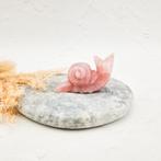 Rozenkwarts slak snail beeldje edelsteen roze, Ophalen of Verzenden