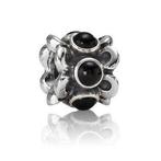 Pandora bedel forget me not met onyx stenen, Pandora, Ophalen of Verzenden, Zo goed als nieuw, 1 bedel