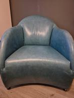 Prachtige leren stoel in zeeblauw, Gebruikt, Minder dan 75 cm, Leer, Ophalen of Verzenden