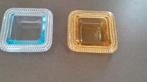 2 glazen vierkante bakjes, Ophalen of Verzenden, Gebruikt