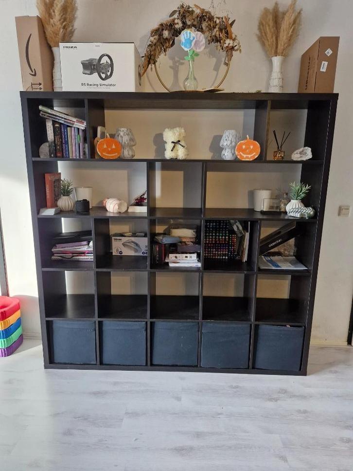 Ikea kallax kast zwart, Huis en Inrichting, Kasten | Boekenkasten, Zo goed als nieuw, 150 tot 200 cm, 150 tot 200 cm, 25 tot 50 cm
