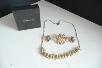 SIERADEN SETJE OUD KETTING BROCHE EN OORBELLEN beschikbaar voor biedingen