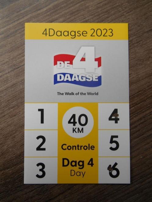 Vierdaagse controlekaart 2023 (40 km), Verzamelen, Militaria | Algemeen, Marine, Embleem of Badge, Nederland, Ophalen of Verzenden