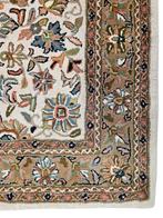 Handgeknoopt oosters wol Keshan tapijt floral 201x293cm, Persian Perzisch vintage oosters hype, Crème, 200 cm of meer, Ophalen of Verzenden