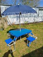 leuke handige inklaptafel met parasol, Caravans en Kamperen, Ophalen, Zo goed als nieuw, Campingtafel