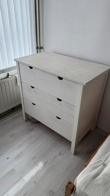 IKEA Bialitt houten ladekast/commode met 3 grote lades, wit beschikbaar voor biedingen