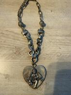 Zilverkleurige Ketting met Engel Hanger, Gebruikt, Ophalen of Verzenden, Zilver, Overige materialen