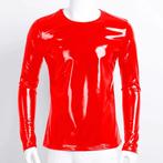 Rood leren heren shirt (lak wetlook trui mannen sexy), Verzenden, Nieuw, Kleding