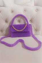 Paarse Kralen Handmade tas, Sieraden, Tassen en Uiterlijk, Ophalen of Verzenden, Nieuw, Paars, Handtas