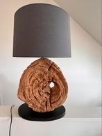 Houten tafellamp met zwarte voet, Huis en Inrichting, Lampen | Tafellampen, Ophalen, 50 tot 75 cm, Stoer landelijk industrieel