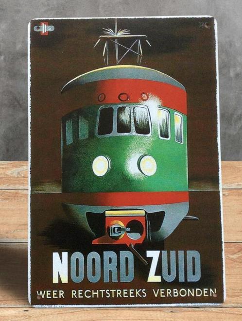 NS Vintage Reclame Noord Zuid Trein Metalen Wandbord, Verzamelen, Spoorwegen en Tramwegen, Nieuw, Trein, Overige typen, Verzenden