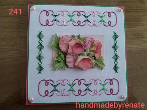 Nr. 241 Handgemaakte geborduurde wenskaart, Hobby en Vrije tijd, Kaarten | Zelfgemaakt, Nieuw, Overige thema's, Ophalen of Verzenden
