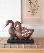 Jaren '50 houten eenden India hout en messing, Antiek en Kunst, Ophalen of Verzenden
