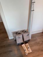 4xGordijnen beige 140x160 + houten roede 4meter,incl. ophang, Ophalen, Nieuw, Beige, 200 cm of meer