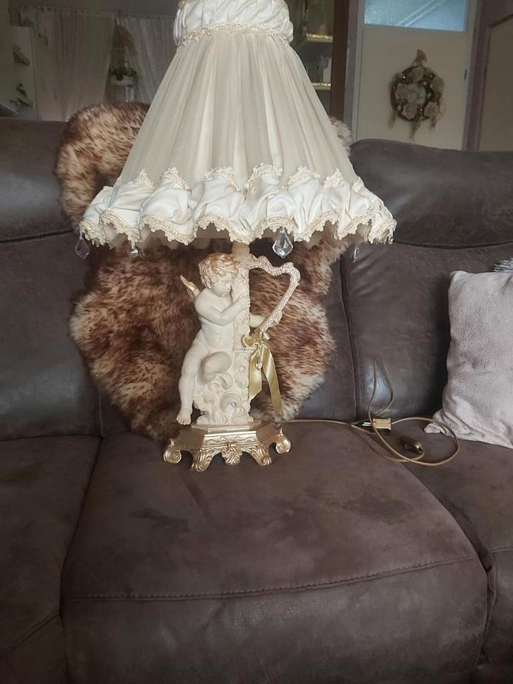 Antieke Engel Lamp met Kap, Antiek en Kunst, Antiek | Lampen, Ophalen of Verzenden