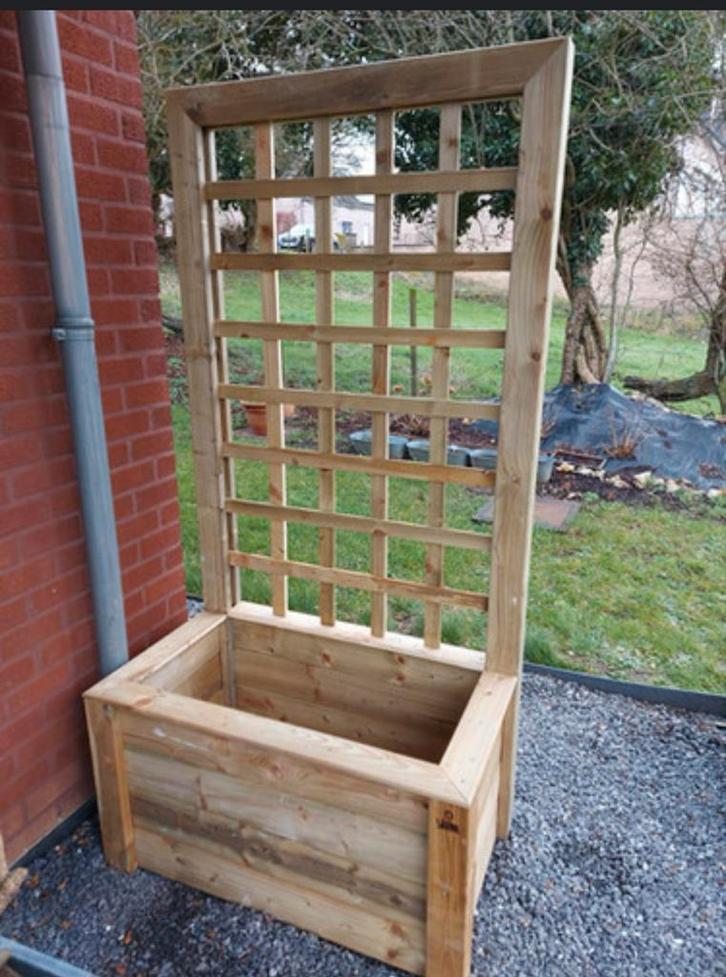 Houten Plantenbak met Klimrek - Perfect voor Klimplanten!, Tuin en Terras, Bloembakken en Plantenbakken, Zo goed als nieuw, Hout