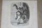 Antieke prent - Dansende en dronken chimpansee - 1871 !!, Verzamelen, Foto's en Prenten, Gebruikt, Ophalen of Verzenden, Voor 1940