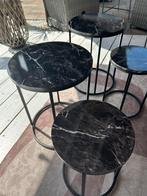 Bijzettafel marmerlook 40xh50.5 en 30xh40.5, Minder dan 55 cm, Metaal of Aluminium, Rond, Nieuw