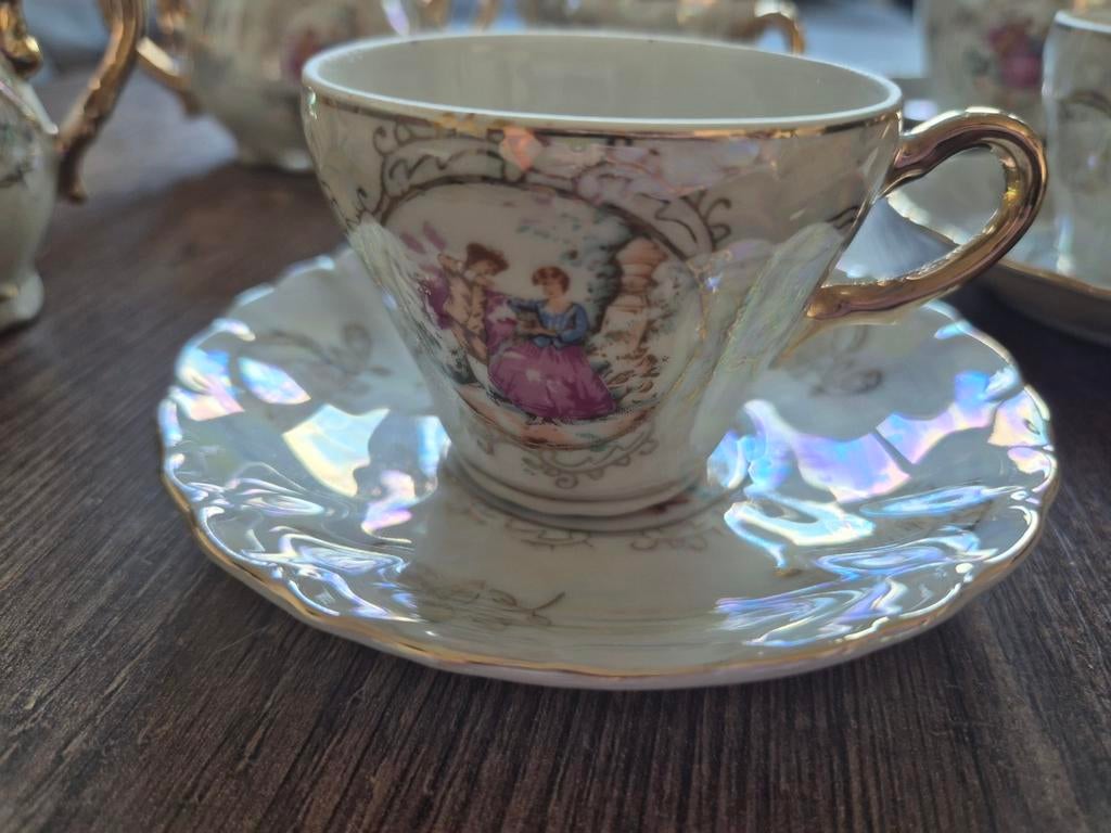 Vintage Theeservies met Romantisch Design, Ophalen of Verzenden