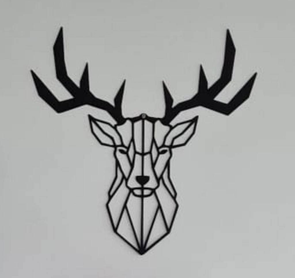 Muurdecoratie hertenhoofd mat zwart, Ophalen of Verzenden, Zo goed als nieuw