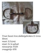 Trust Sweet Iron dubbelgebroken D-trens 16mm maat 11.5, Ophalen of Verzenden, Nieuw, Dressuur
