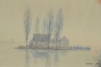 Sfeervolle aquarel gesigneerd M. E. Tims (Greet)( 1925 - ), Antiek en Kunst, Kunst | Schilderijen | Klassiek, Ophalen of Verzenden
