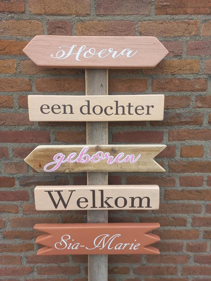 Wegwijzers Geboorte bord gender reveal Babyshower baby, Kinderen en Baby's, Kraamcadeaus en Geboorteborden, Ophalen of Verzenden