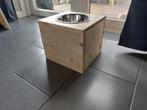 Houten voer of drinkbakstandaard met 1 rvs bak div maten, Info@rwhoutidee.nl, Nieuw, Ophalen of Verzenden, RW Houtidee, voor Unieke houten voer drinkbakstandaards