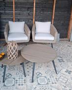 Complete loungeset: bank, 2 stoelen & 2 tafeltjes, Tuin en Terras, Tuinsets en Loungesets, Ophalen, 5 zitplaatsen, Gebruikt, Bank