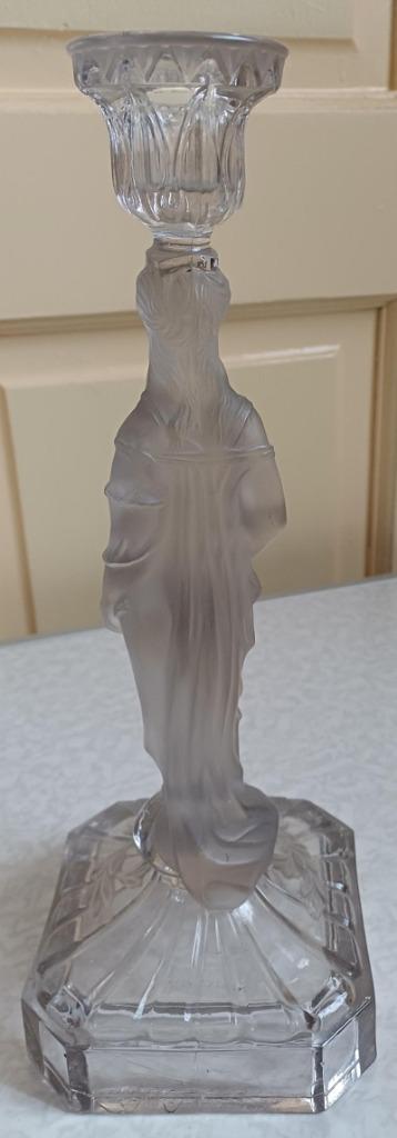 Glazen kaarsen kandelaar, Antiek en Kunst, Antiek | Kandelaars, Glas, Ophalen of Verzenden