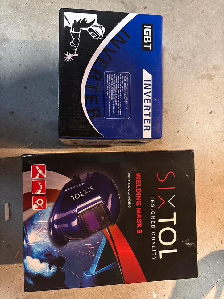 Lasapparaat + automatische helm - Nieuw in doos, Doe-het-zelf en Verbouw, Gereedschap | Lasapparaten, Nieuw, Elektroden, Minder dan 150 ampère