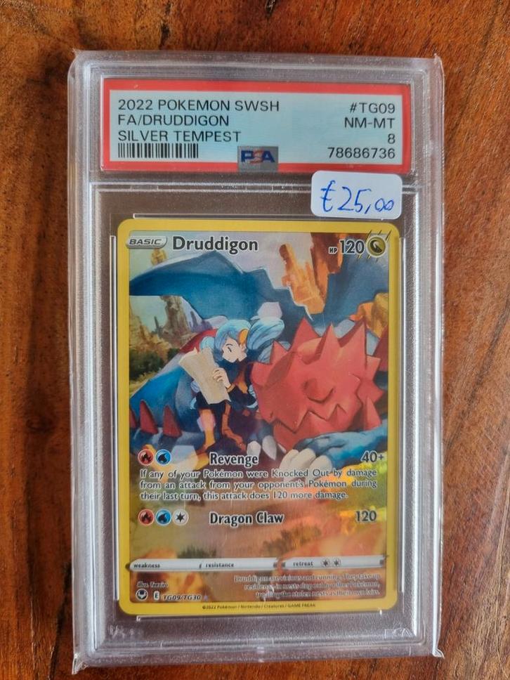 Druddigon PSA 8 - Zeldzame Pokémon Kaart!, Hobby en Vrije tijd, Verzamelkaartspellen | Pokémon, Zo goed als nieuw, Losse kaart