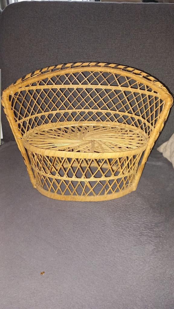 Vintage rotan Pauw bankje naturel jaren 60/70, Ophalen of Verzenden, Gebruikt