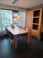 Massief eiken eettafel met kasten, dressoir en tv meubel, Ophalen, Gebruikt, 100 tot 150 cm, Eikenhout